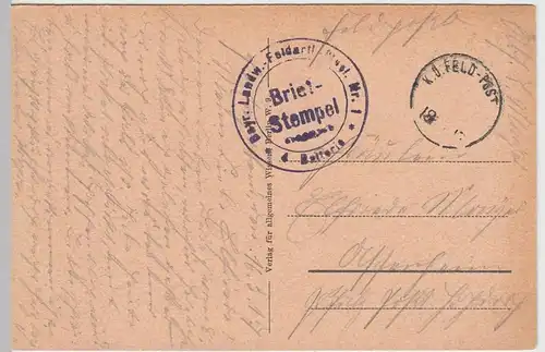 (57393) AK Brieulles, 1. WK, zerstörte Kirche und Häuser, Feldpost 1917