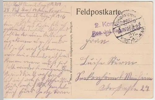 (57384) AK Somme-Py, Bayernkapelle in zerstörtem Ort, Feldpostkarte 1916