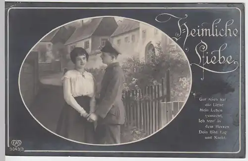 (57378) Foto AK Soldat mit Braut, heimliche Liebe, bis 1918