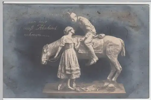 (57376) Foto AK Soldat zu Pferd nimmt Abschied von Liebster, bis 1918