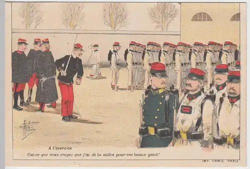 (57365) Künstler AK Militaria, französ. Soldaten beim Exerzieren, bis 1905