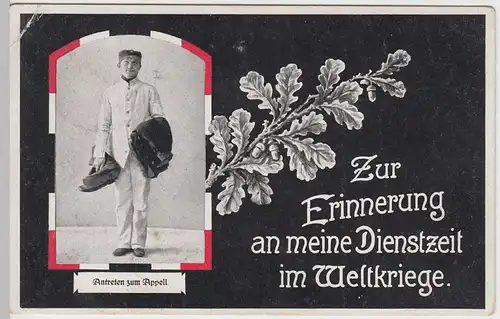 (57363) AK Militaria, Antreten zum Appell, Erinnerung an Dienstzeit, 1916