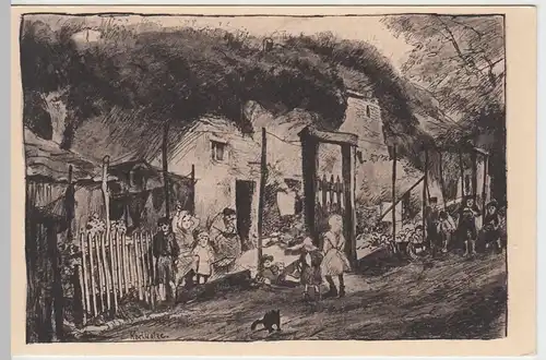 (57360) Künstler AK Karl Lotze, Laon, Höhlenbewohner, Feldpostkarte 1914-18