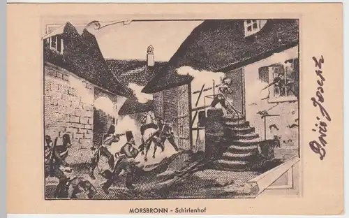 (57357) Künstler AK Militaria, Morsbronn-les-Bains, Schirlenhof, Kampf 1870-71