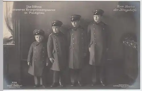 (57353) Foto AK Söhne Kronprinz Wilhelms von Preußen in Uniform, bis 1918