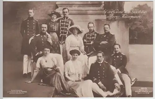 (57345) Foto AK Söhne und Töchter Kaiser Wilhelms II., bis 1918
