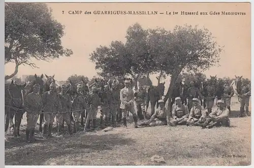 (57336) AK Militaria, Soldaten, Camp des Guarrigues-Massilan, 1. Hussaren