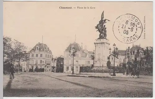 (57291) AK Chaumont, Haute-Marne, Place de la Gare 1905