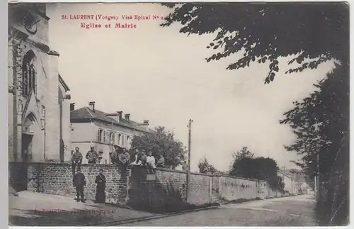 (57263) AK Saint-Laurent, Vosges, Kirche, Eglise, Mairie, vor 1945