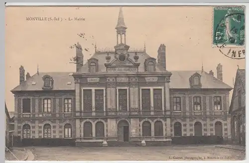 (57253) AK Monville, S.-Inf., Rathaus, Mairie 1914