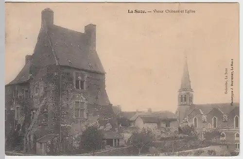 (57155) AK La Suze-sur-Sarthe, Pfarrkirche, Eglise, Chateau, Schloss 1905