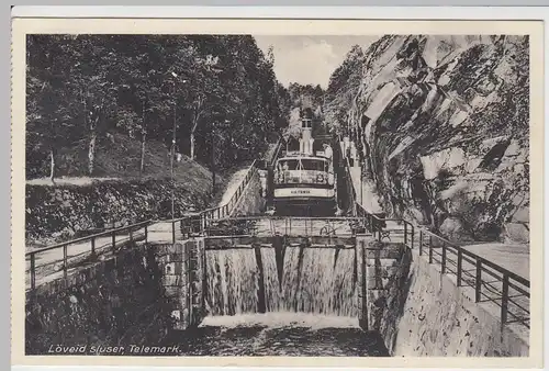 (56940) AK Telemark, Löveid Sluser, Schiffs-Schleuse 1940