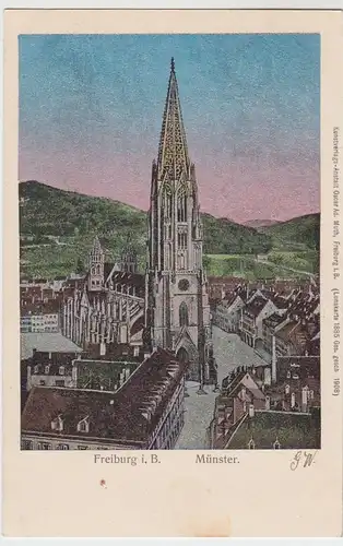 (56821) AK Freiburg i. Br., Münster, Lunakarte (Silberdruck) 1908