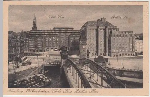 (56805) AK Hamburg, Wolkenkratzer Chile-Haus u. Ballin-Haus, vor 1945