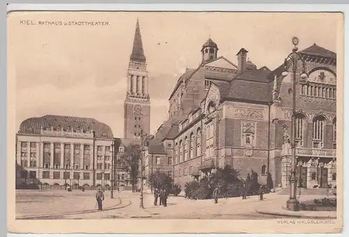 (56794) AK Kiel, Rathaus und Stadttheater, vor 1945