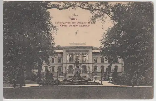 (56793) AK Kiel, Schlossgarten m. Universität u. Denkmal, 1907