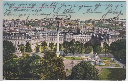 (56784) AK Stuttgart, Schlossplatz, Neues Schloss, 1914