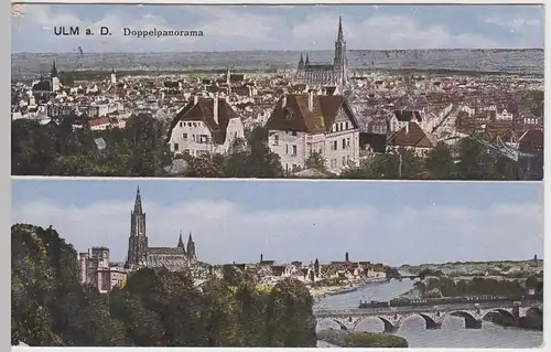 (56686) AK Ulm, Doppelpanorama, Feldpost 1916