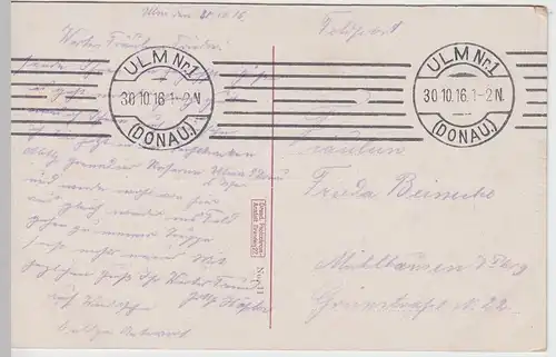 (56686) AK Ulm, Doppelpanorama, Feldpost 1916