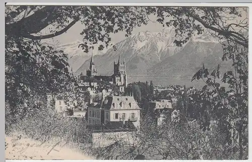 (56611) AK Lausanne, Blick zum Notre Dame, 1912