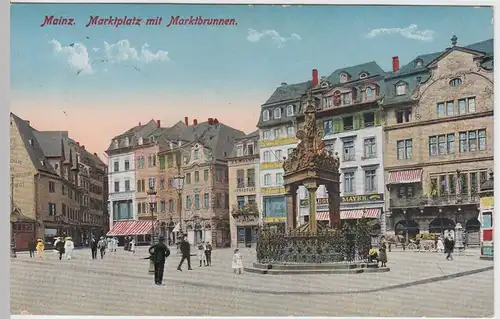 (56361) AK Mainz, Marktplatz mit Marktbrunnen,  Feldpost 1915