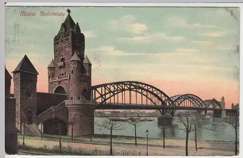 (56329) AK Mainz, Kaiserbrücke 1916