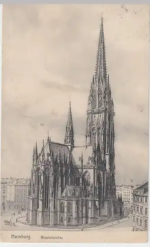 (56198) AK Hamburg, Nicolaikirche, 1907