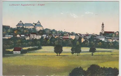 (55995) AK Augustusburg, Erzgeb., Panorama, Schloss, Kirche, vor 1945