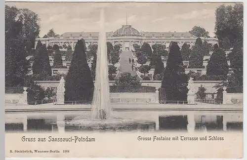 (55980) AK Gruß aus Sanssouci, Potsdam, Schloss, Terrassen, um 1904