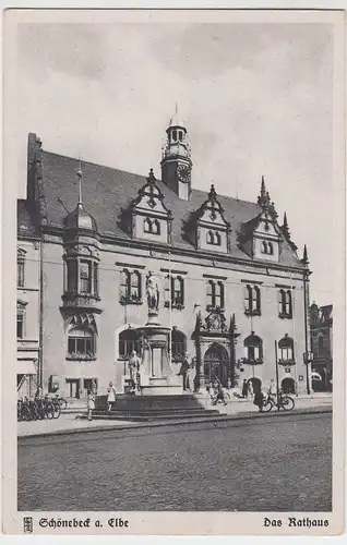 (55911) AK Schönebeck, Elbe, Rathaus, Marktbrunnen, vor 1945