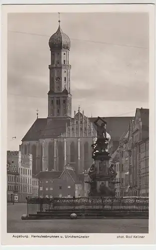 (55748) Foto AK Augsburg, Basilika St. Ulrich u. Afra, Herkulesbrunnen 1936