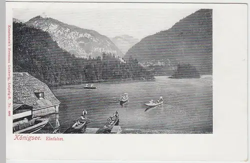 (55734) AK Schönau, Königssee, Einfahrt, Kähne, Christlieger, bis um 1905