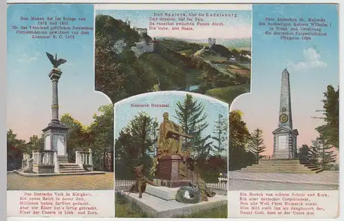 (55543) AK Saaleck, Rudelsburg, Mehrbild, Jung-Bismarck-Denkmal, vor 1945
