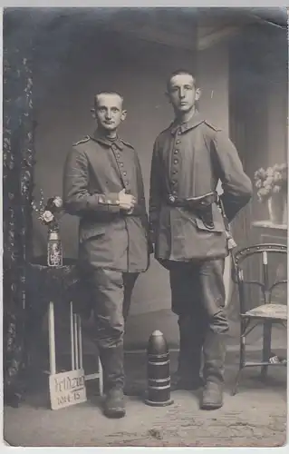 (55532) Foto AK 1. WK, Zwei Soldaten, Porträt, Fotograf Diedenhofen 1915