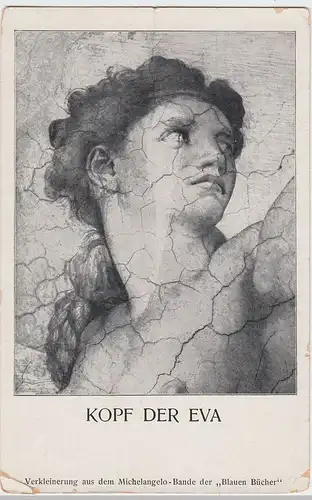 (55516) AK Gemälde, Michelangelo, Kopf der Eva, vor 1945