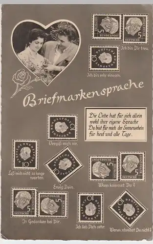 (55507) Foto AK Briefmarkensprache, Die Liebe hat für sich allein 1960
