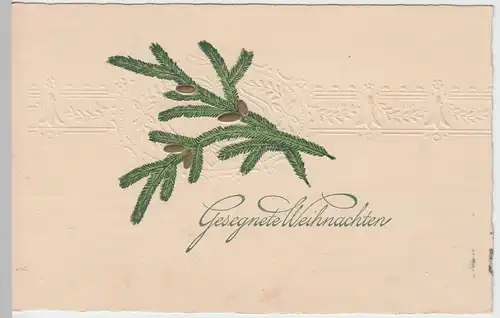 (55473) AK Gesegnete Weihnachten, Tannenzweig, Prägekarte 1918