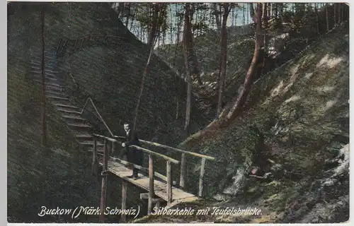 (55432) AK Buckow, Märkische Schweiz, Silberkehle, Teufelsbrücke, v. 1945