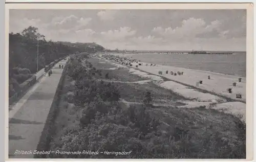 (55416) AK Ahlbeck, Heringsdorf, Promenade, Strand, nach 1945