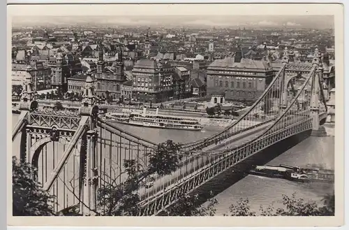 (55377) Foto AK Budapest, Stadtansicht mit Elisabethbrücke, Raddampfer