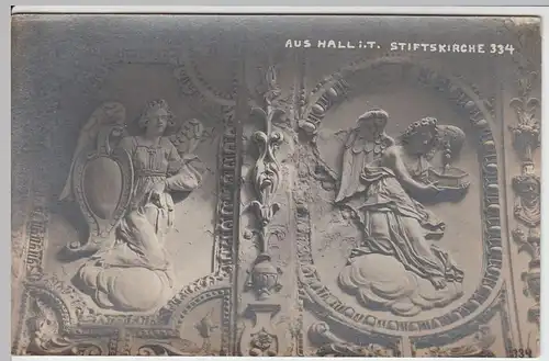 (55308) Foto AK Hall in Tirol, Herz-Jesu-Basilika, Engelreliefs, um 1909