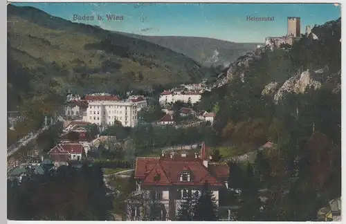 (55164) AK Baden, Niederösterreich, Panorama, Helenental 1914