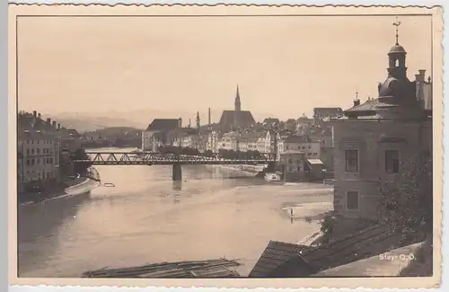 (55122) Foto AK Steyr, Ortsansicht, Stadtpfarrkirche 1938-45