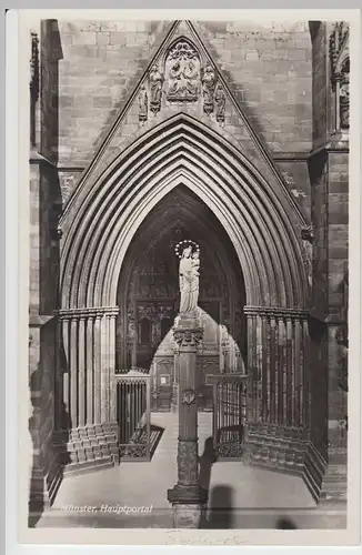 (54926) Foto AK Freiburg i. Breisgau, Münster Portal nach 1945