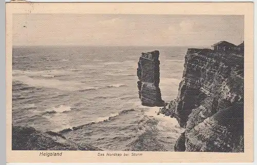 (54874) AK Helgoland, Das Nordkap bei Sturm, 1909