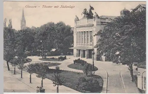 (54736) AK Gießen, Theater mit Südanlage, Feldpost 1914
