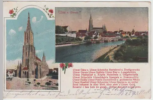 (54203) AK Ulm, Münster u. Gesamtansicht, mit 1916