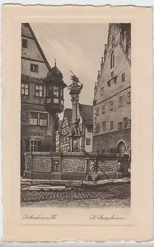 (54011) AK Rothenburg o.d. T., St. Georgsbrunnen, auf Büttenkarton, vor 1945