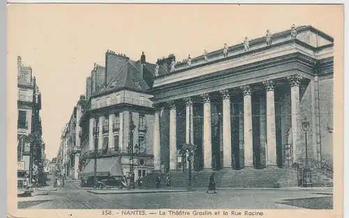 (53555) AK Nantes, Le Tháatre Graslin et la Rue Racine, vor 1945