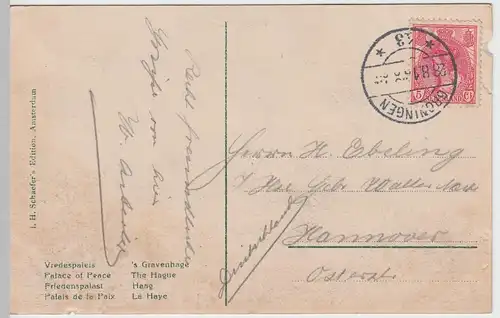 (53026) AK Den Haag, Vredespaleis, 1910 - 19